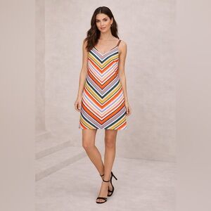 Remain Birger Christensen Chevron Slip Dress | Size 00 | Leather Straps